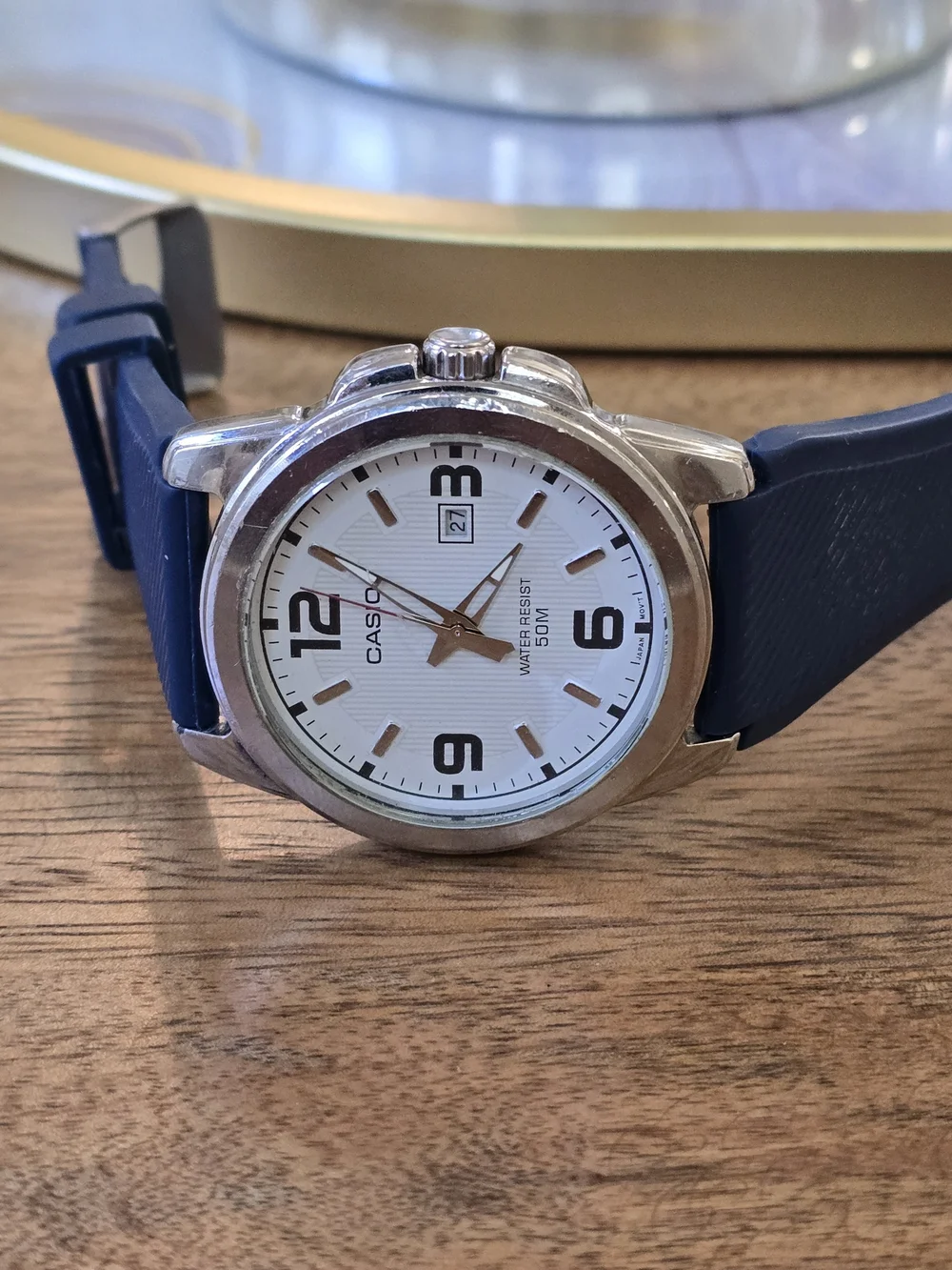 Casio Men’s Blue Strap Analog Watch - White Dial